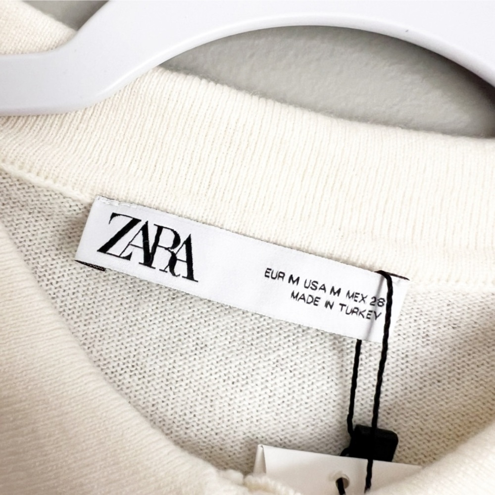 Zara cashmere Wool sweater Jumper Brand New medium collar work office cozy - Picture 2 of 4